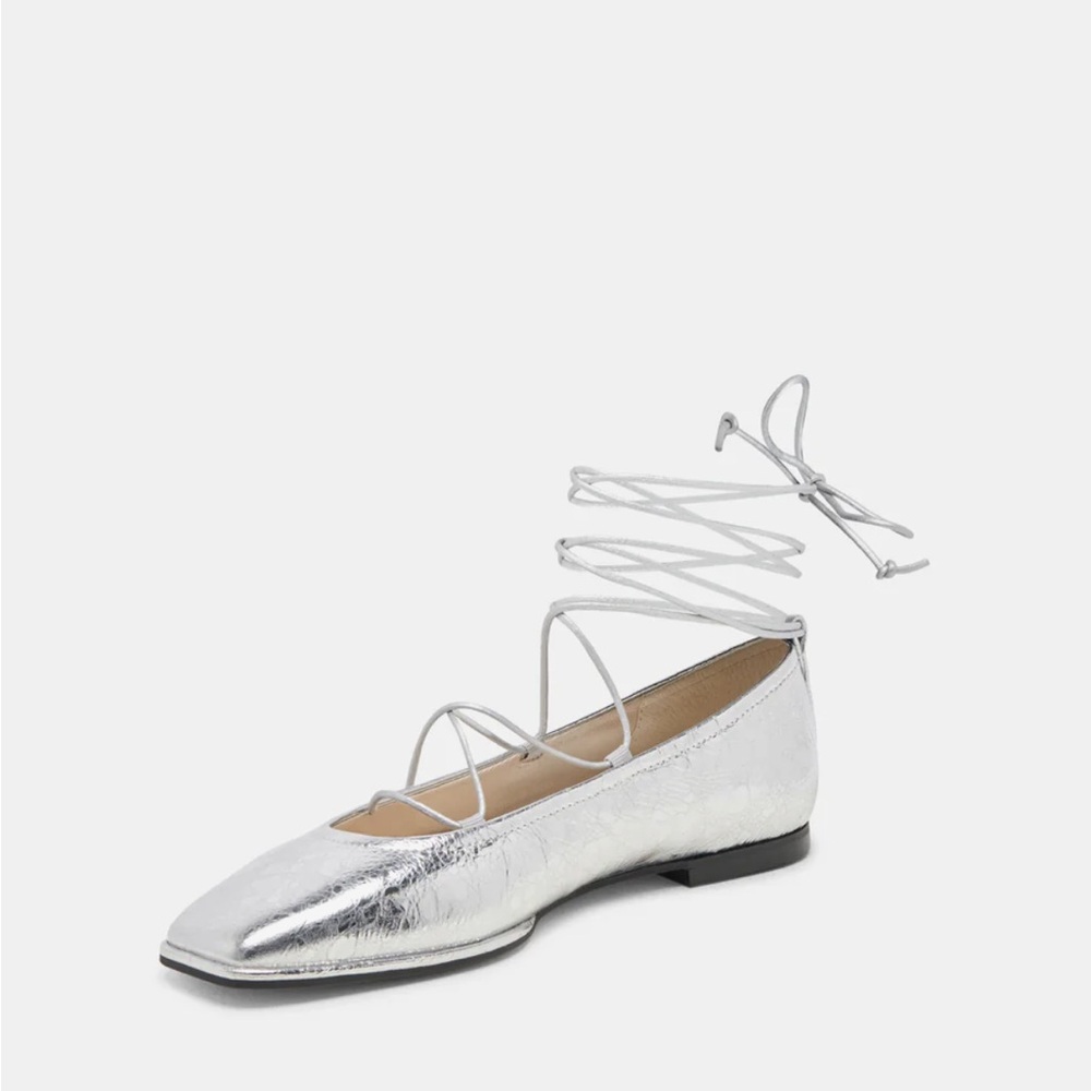 Dolce Vita Ryder Silver Lace-Up Ballet Flats